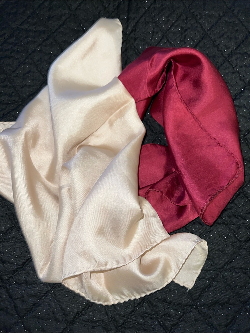 Luxury 100% Silk Italian Pocket Squares 17"x17" Burgundy & Champagne Gold
